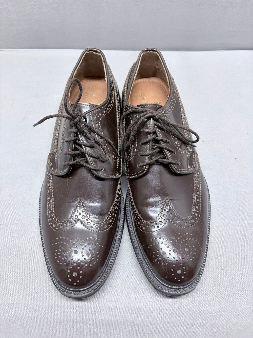 Stafford Logan Men's Dark Brown Leather Wingtip Oxford Derby Shoes Size 10 M